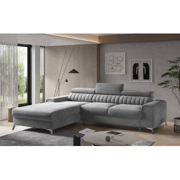 Coltar extensibil stanga 3 locuri ELTAP, LT-04SO, Grayson, 278x205x92 cm, lemn/poliester, gri