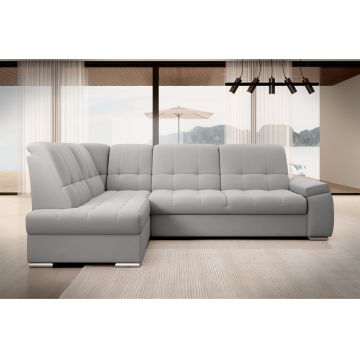 Coltar extensibil stanga 3 locuri ELTAP, LT-04SO, Sado, 272x192x95 cm, lemn/poliester, gri deschis