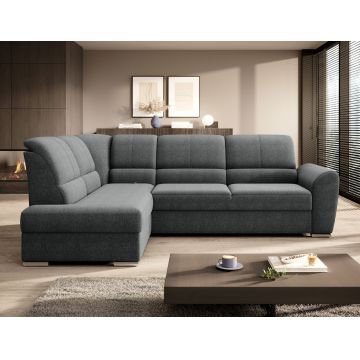 Coltar extensibil stanga 3 locuri ELTAP, LT-05VER, Siber, 270x186x93 cm, lemn/poliester, gri