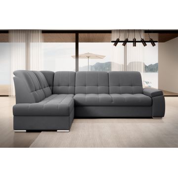 Coltar extensibil stanga 3 locuri ELTAP, LT-06SO, Sado, 272x192x95 cm, lemn/poliester, gri inchis