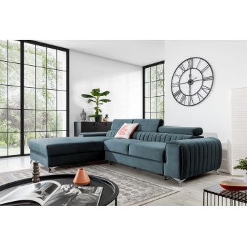 Coltar extensibil stanga 3 locuri ELTAP, LT-100VE, Grayson, 278x205x92 cm, lemn/poliester, albastru