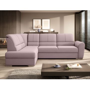 Coltar extensibil stanga 3 locuri ELTAP, LT-101GO, Siber, 270x186x93 cm, lemn/poliester, roz deschis