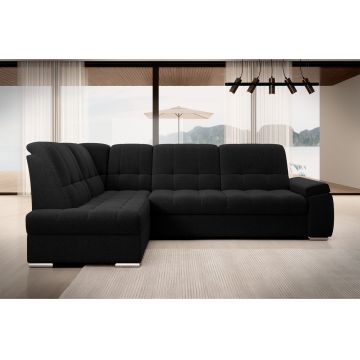 Coltar extensibil stanga 3 locuri ELTAP, LT-10FL, Sado, 272x192x95 cm, lemn/poliester, negru