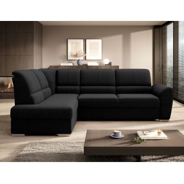 Coltar extensibil stanga 3 locuri ELTAP, LT-10FL, Siber, 270x186x93 cm, lemn/poliester, negru