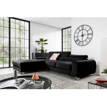 Coltar extensibil stanga 3 locuri ELTAP, LT-10LO, Grayson, 278x205x92 cm, lemn/poliester, negru