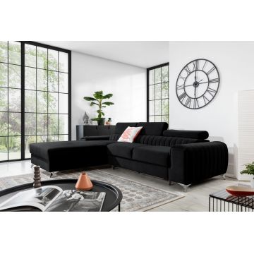 Coltar extensibil stanga 3 locuri ELTAP, LT-10VE, Grayson, 278x205x92 cm, lemn/poliester, negru
