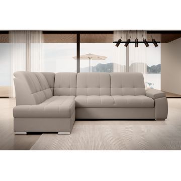 Coltar extensibil stanga 3 locuri ELTAP, LT-18SO, Sado, 272x192x95 cm, lemn/poliester, bej deschis