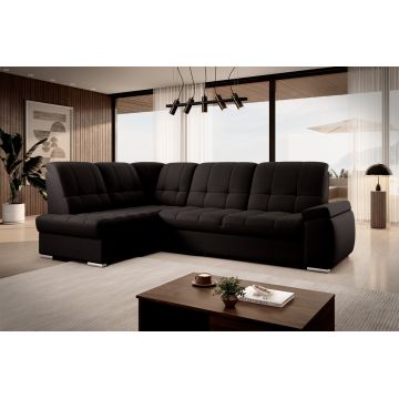 Coltar extensibil stanga 3 locuri ELTAP, LT-22FL, Sado, 272x192x95 cm, lemn/poliester, maro inchis