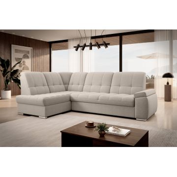 Coltar extensibil stanga 3 locuri ELTAP, LT-22IN, Sado, 272x192x95 cm, lemn/poliester, bej deschis