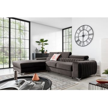Coltar extensibil stanga 3 locuri ELTAP, LT-22VE, Grayson, 278x205x92 cm, lemn/poliester, maro