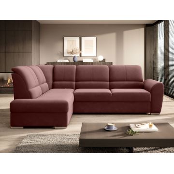 Coltar extensibil stanga 3 locuri ELTAP, LT-24LU, Siber, 270x186x93 cm, lemn/poliester, roz inchis