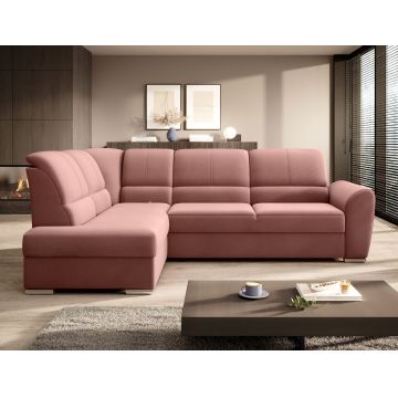 Coltar extensibil stanga 3 locuri ELTAP, LT-24NU, Siber, 270x186x93 cm, lemn/poliester, roz