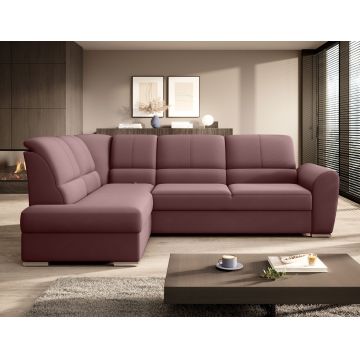 Coltar extensibil stanga 3 locuri ELTAP, LT-24VE, Siber, 270x186x93 cm, lemn/poliester, roz inchis