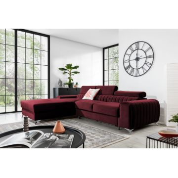 Coltar extensibil stanga 3 locuri ELTAP, LT-25VE, Grayson, 278x205x92 cm, lemn/poliester, rosu inchis