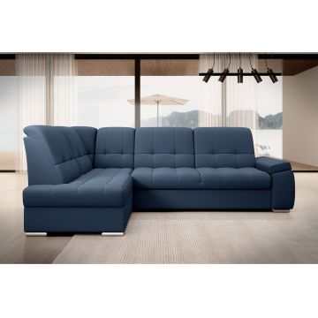 Coltar extensibil stanga 3 locuri ELTAP, LT-40GO, Sado, 272x192x95 cm, lemn/poliester, albastru