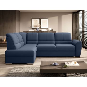 Coltar extensibil stanga 3 locuri ELTAP, LT-40GO, Siber, 270x186x93 cm, lemn/poliester, albastru inchis