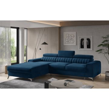 Coltar extensibil stanga 3 locuri ELTAP, LT-40LU, Grayson, 278x205x92 cm, lemn/poliester, albastru inchis