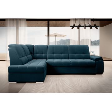 Coltar extensibil stanga 3 locuri ELTAP, LT-40NU, Sado, 272x192x95 cm, lemn/poliester, albastru inchis