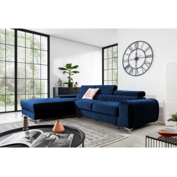 Coltar extensibil stanga 3 locuri ELTAP, LT-40VE, Grayson, 278x205x92 cm, lemn/poliester, albastru inchis