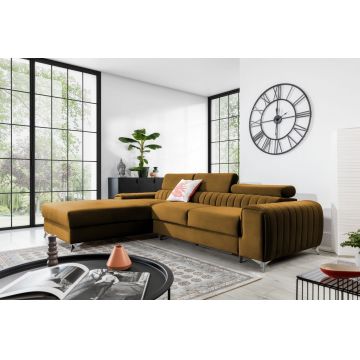 Coltar extensibil stanga 3 locuri ELTAP, LT-45LO, Grayson, 278x205x92 cm, lemn/poliester, mustar