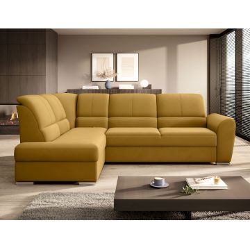 Coltar extensibil stanga 3 locuri ELTAP, LT-45LO, Siber, 270x186x93 cm, lemn/poliester, galben