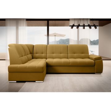 Coltar extensibil stanga 3 locuri ELTAP, LT-45NU, Sado, 272x192x95 cm, lemn/poliester, mustar