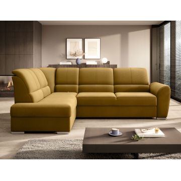 Coltar extensibil stanga 3 locuri ELTAP, LT-45NU, Siber, 270x186x93 cm, lemn/poliester, mustar