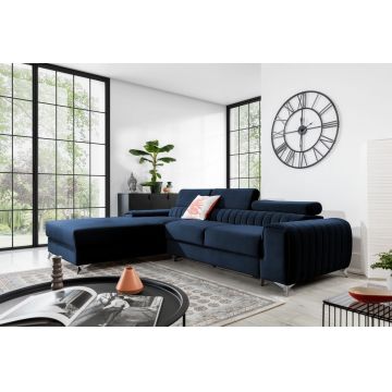 Coltar extensibil stanga 3 locuri ELTAP, LT-79MO, Grayson, 278x205x92 cm, lemn/poliester, albastru inchis