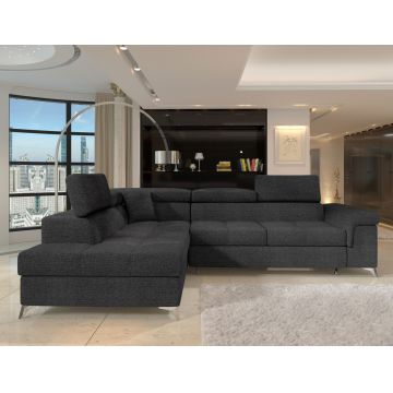 Coltar extensibil stanga 4 locuri ELTAP, ERI-31, Eridano, 275x202x88 cm, lemn/poliester, gri antracit