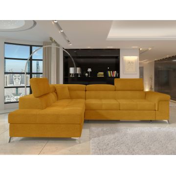 Coltar extensibil stanga 4 locuri ELTAP, ERI-32, Eridano, 275x202x88 cm, lemn/poliester, galben