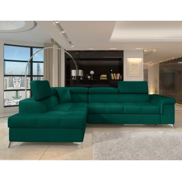 Coltar extensibil stanga 4 locuri ELTAP, ERI-36, Eridano, 275x202x88 cm, lemn/poliester, verde inchis