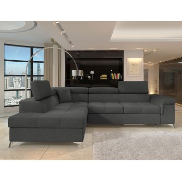 Coltar extensibil stanga 4 locuri ELTAP, ERI-41, Eridano, 275x202x88 cm, lemn/poliester, gri inchis
