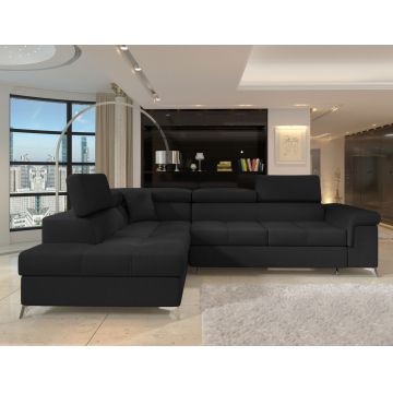 Coltar extensibil stanga 4 locuri ELTAP, ERI-42, Eridano, 275x202x88 cm, lemn/poliester, negru