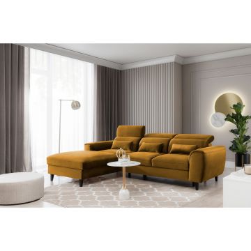 Coltar extensibil stanga 4 locuri ELTAP, Foble, 267x196x100 cm, lemn/poliester, mustar
