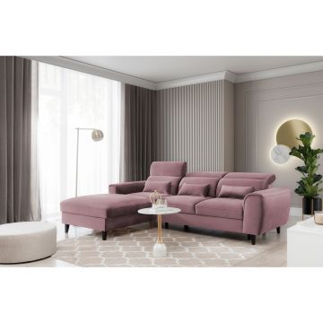 Coltar extensibil stanga 4 locuri ELTAP, Foble, 267x196x100 cm, lemn/poliester, roz inchis