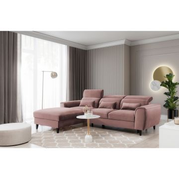 Coltar extensibil stanga 4 locuri ELTAP, Foble, 267x196x100 cm, lemn/poliester, roz