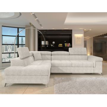 Coltar extensibil stanga 4 locuri ELTAP, LT-01AMO, Eridano, 275x202x88 cm, lemn/poliester, bej deschis