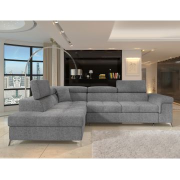 Coltar extensibil stanga 4 locuri ELTAP, LT-03TOU, Eridano, 275x202x88 cm, lemn/poliester, gri inchis