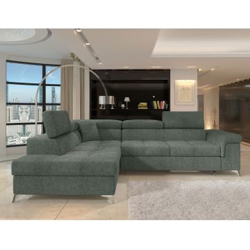 Coltar extensibil stanga 4 locuri ELTAP, LT-100TOU, Eridano, 275x202x88 cm, lemn/poliester, verde inchis
