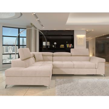 Coltar extensibil stanga 4 locuri ELTAP, LT-18RAQ, Eridano, 275x202x88 cm, lemn/poliester, bej deschis