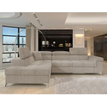 Coltar extensibil stanga 4 locuri ELTAP, LT-18TOU, Eridano, 275x202x88 cm, lemn/poliester, bej inchis