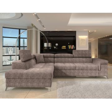 Coltar extensibil stanga 4 locuri ELTAP, LT-20AMO, Eridano, 275x202x88 cm, lemn/poliester, maro