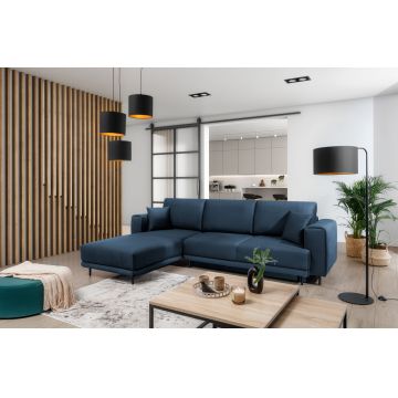 Coltar extensibil stanga 4 locuri ELTAP, LT-40NU, Dalia, 289x190x95 cm, lemn/poliester, albastru inchis