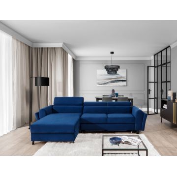 Coltar extensibil stanga 4 locuri ELTAP, Mari-71, Mariall, 288x200x92 cm, lemn/poliester, albastru