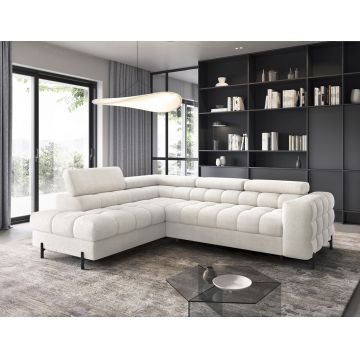 Coltar extensibil stanga 5 locuri ELTAP, LT-01ROY, Ferucce, 276x200x93 cm, lemn/poliester, alb
