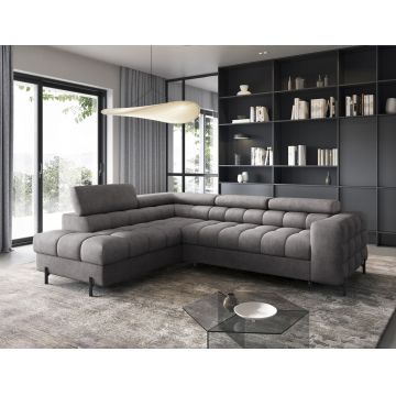 Coltar extensibil stanga 5 locuri ELTAP, LT-04AU, Ferucce, 276x200x93 cm, lemn/poliester, gri