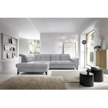 Coltar extensibil stanga 5 locuri ELTAP, LT-04AU, Inferne, 297x210x107 cm, lemn/poliester, gri deschis