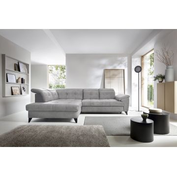 Coltar extensibil stanga 5 locuri ELTAP, LT-04RAQ, Inferne, 297x210x107 cm, lemn/poliester, gri deschis