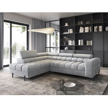 Coltar extensibil stanga 5 locuri ELTAP, LT-05PA, Ferucce, 276x200x93 cm, lemn/poliester, gri deschis