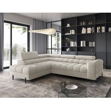 Coltar extensibil stanga 5 locuri ELTAP, LT-18ROY, Ferucce, 276x200x93 cm, lemn/poliester, bej deschis